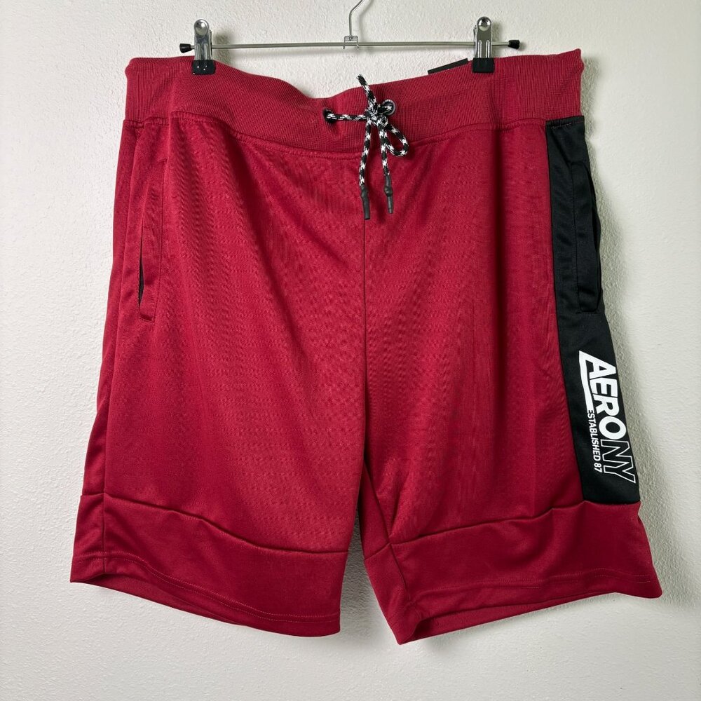 Aeropostale Sweat Shorts Size XL Sporty Red Elastic Drawstring Waist Pockets NWT